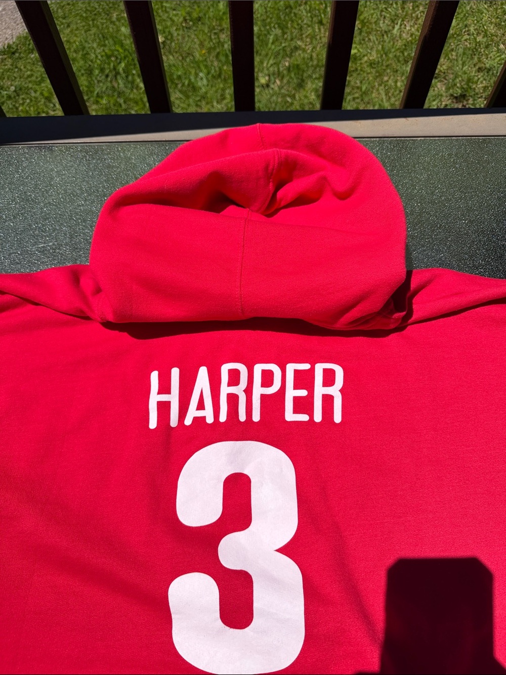 Red "Philly" Baseball Graphic Hoodie. Harper no. 3 on back. Size 3XL. Nice.